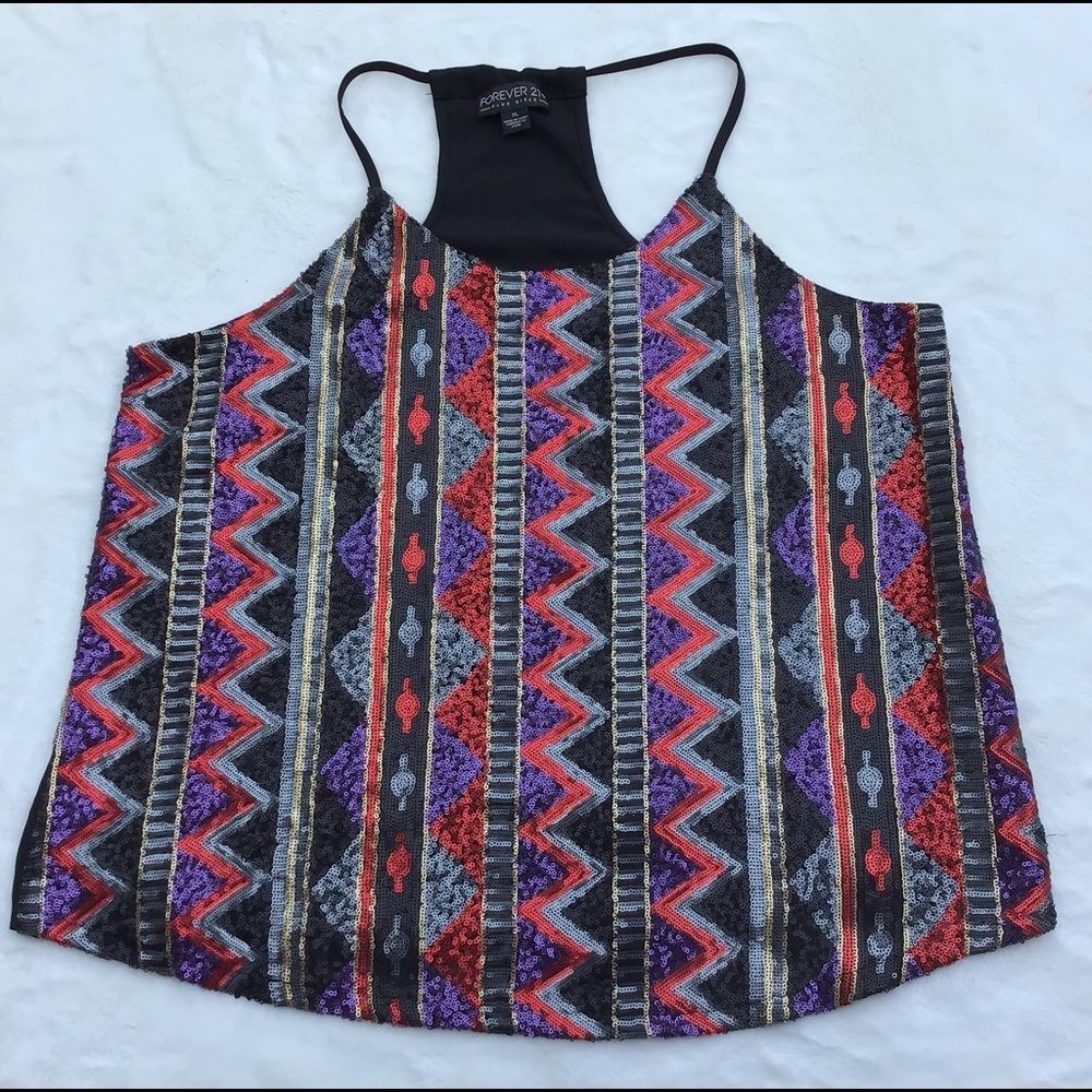 Forever 21 Multicolor Aztec Print Racerback Tank